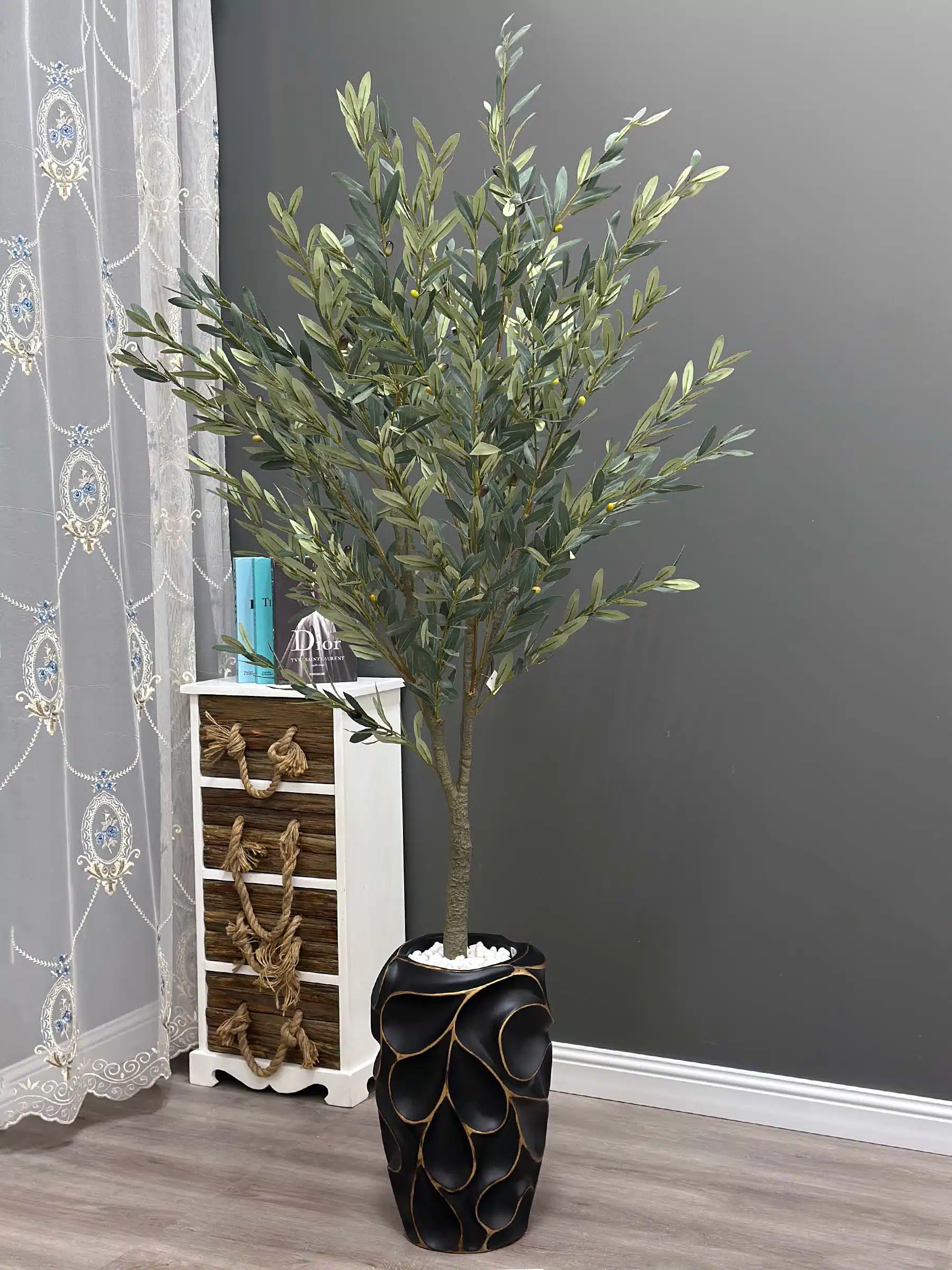 8301-7 (2) Elevate your interior with our gorgeous Artificial Olive Tree. Enjoy the charm of nature in your home or workspace all year round!