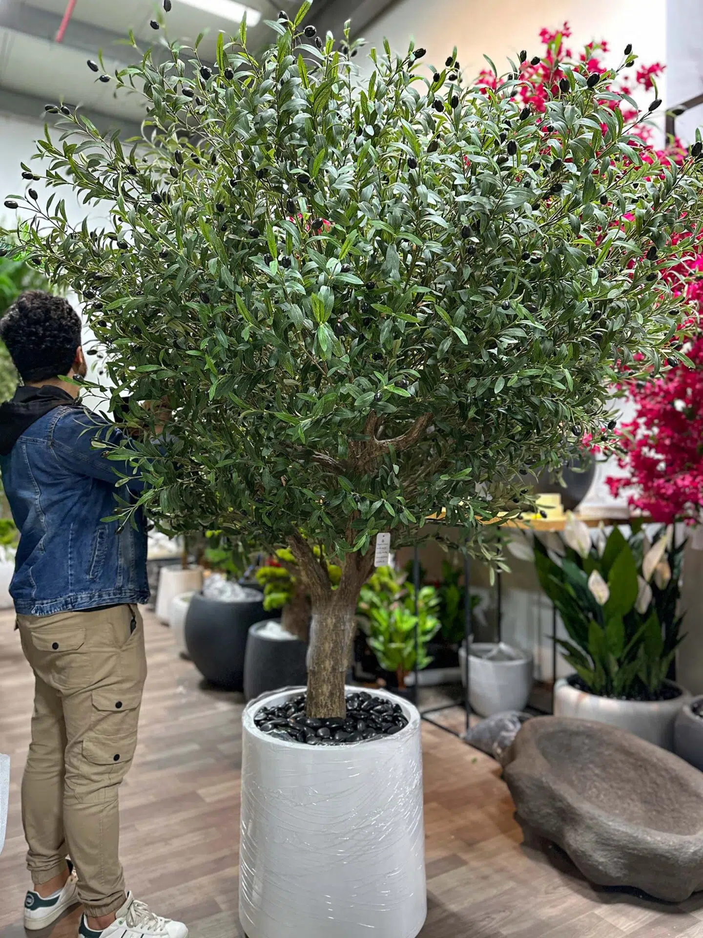 9433(1) Bring life to any environment with our high-quality Artificial Olive Tree! A stylish solution that does not require care or seasonal changes.