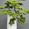 Medium faux pine bonsai tree AT-9731 in tall white modern vase