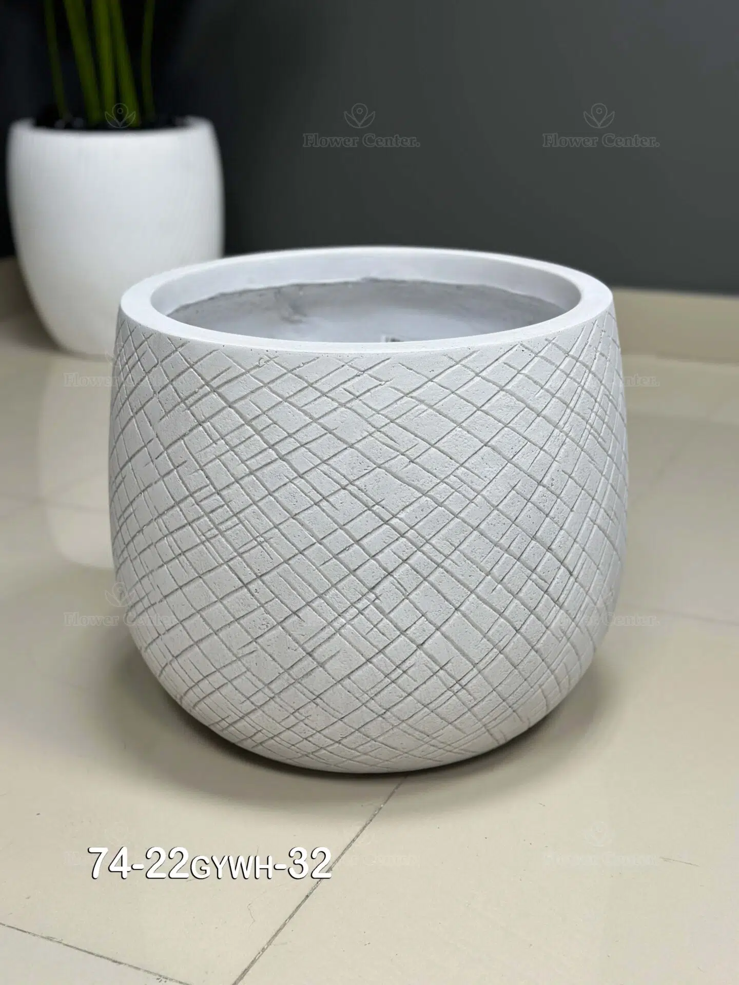 74-22gywh-32 Fiberglass Grey-White Pot 32cm