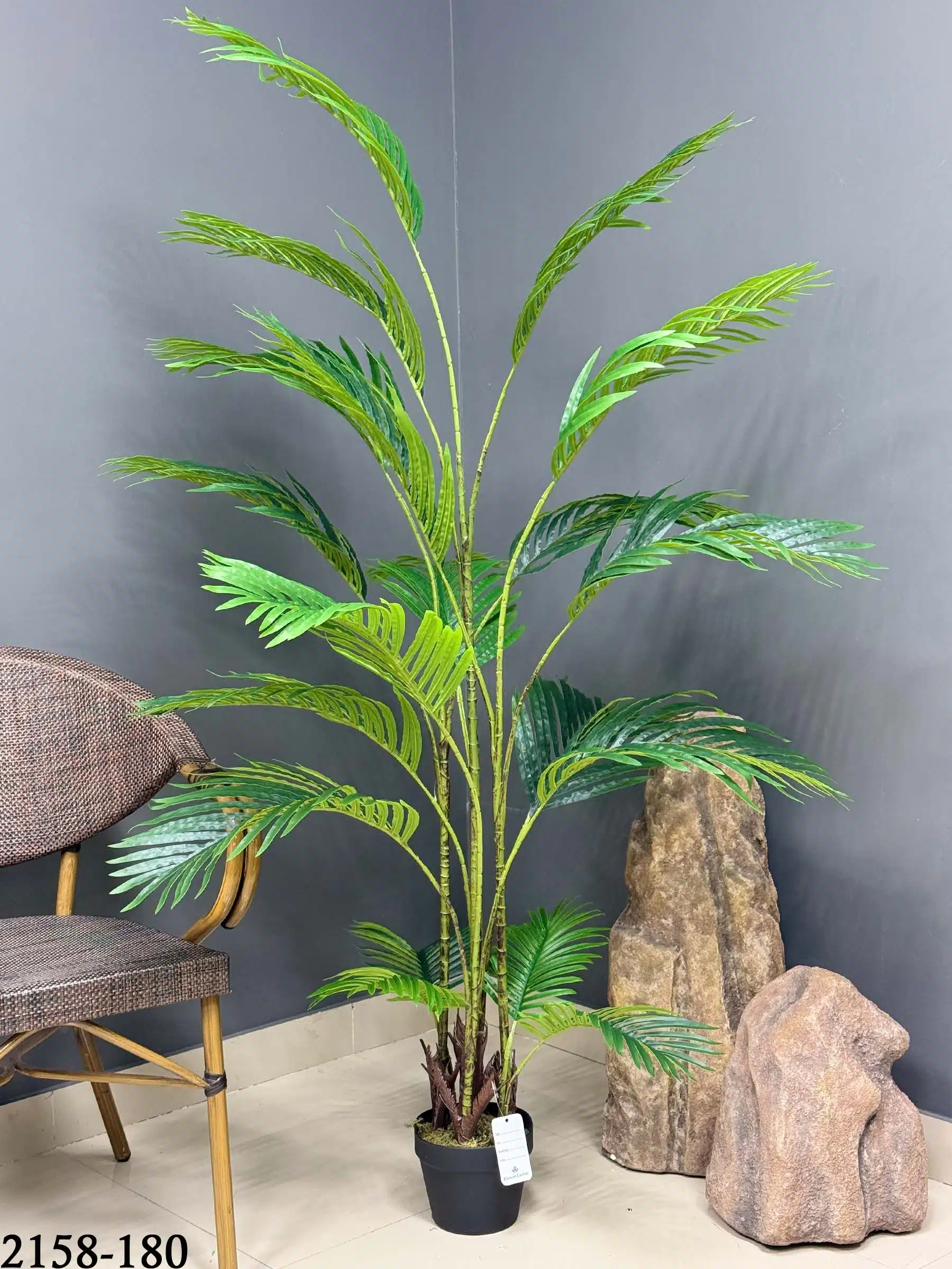 Slender faux Cascade Palm 2158-180 180cm tall for narrow spaces.