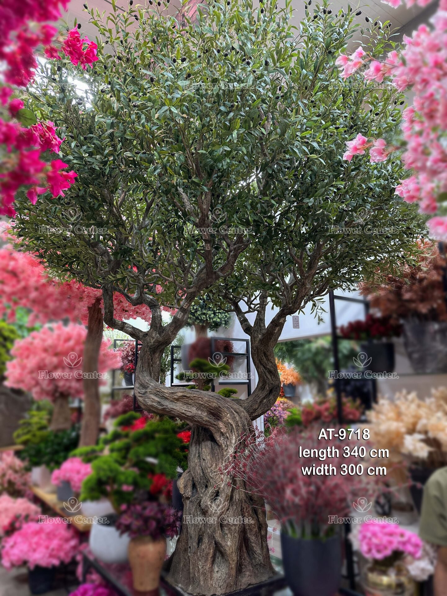 Monumental Faux Olive Tree with Twisted Trunk (340cm)